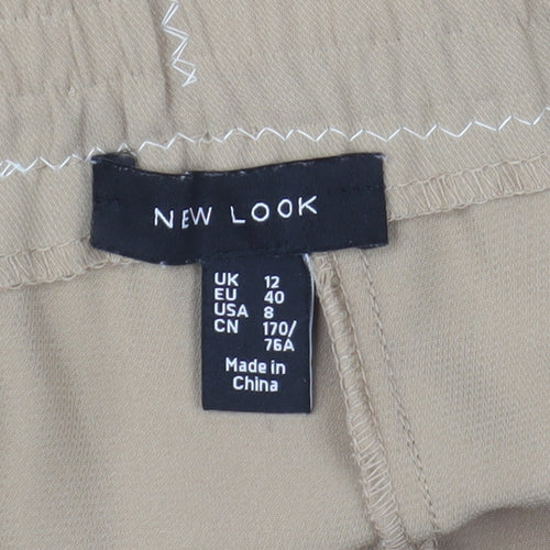 New Look Womens Beige Jogger Trousers Size 12 Elastic Waist Casual