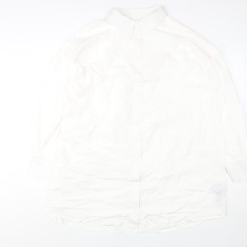 ASOS DESIGN Women's White Long Sleeve Button-Up Cotton Shirt UK 14