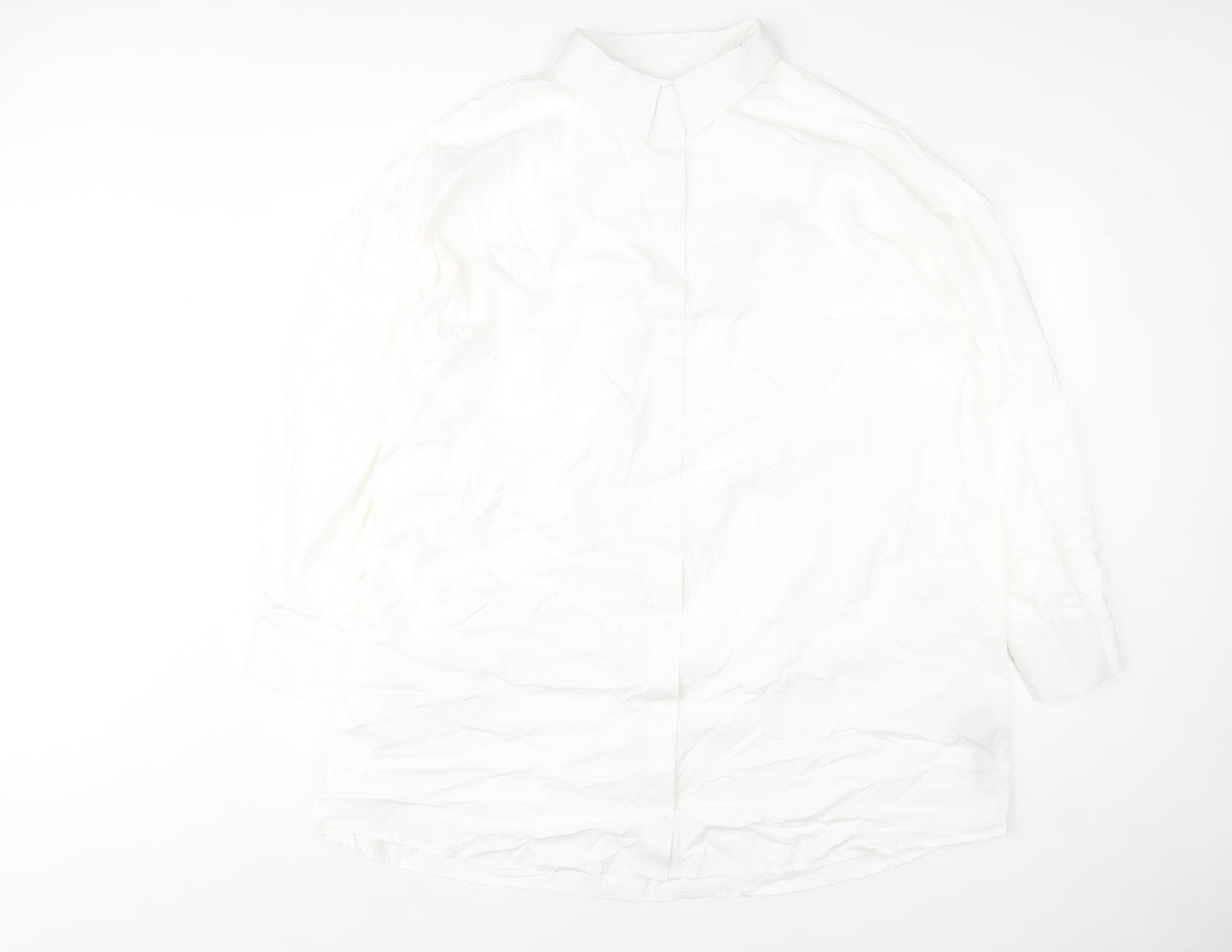 ASOS DESIGN Women's White Long Sleeve Button-Up Cotton Shirt UK 14