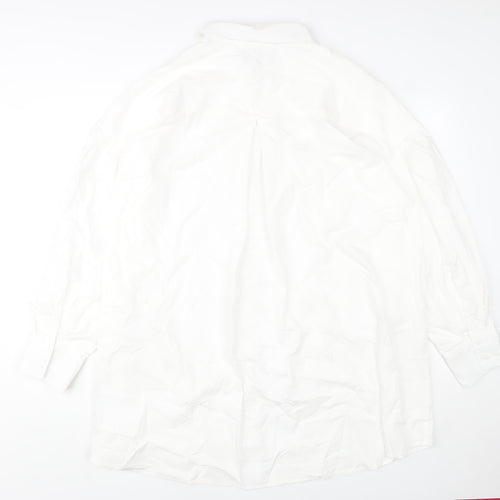 ASOS DESIGN Women's White Long Sleeve Button-Up Cotton Shirt UK 14