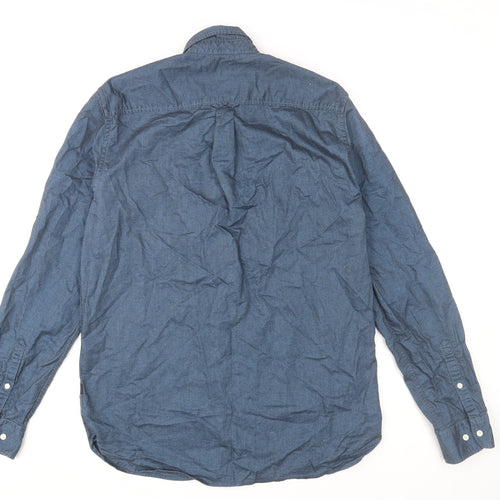 Superdry Studios Men's Blue Cotton Button-Up Shirt Size M Regular Fit