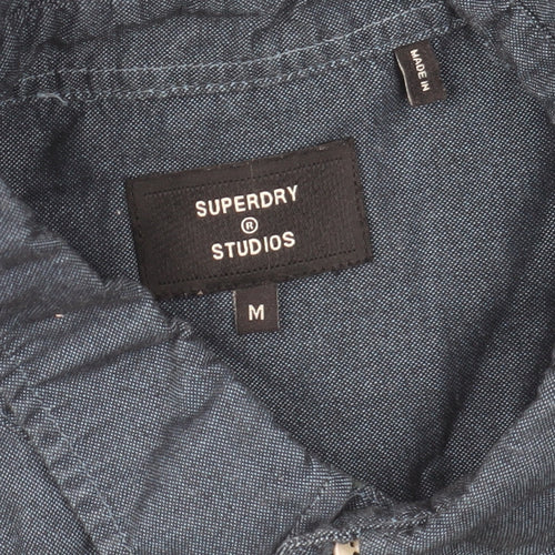 Superdry Studios Men's Blue Cotton Button-Up Shirt Size M Regular Fit