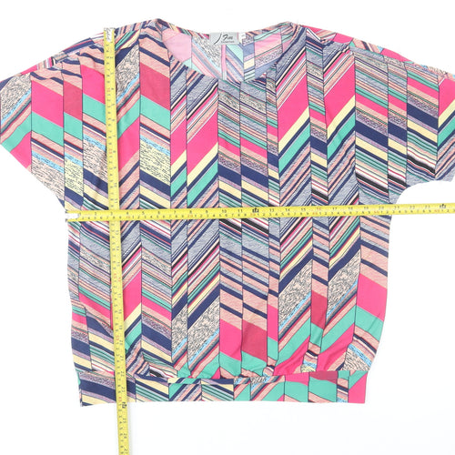 Fun Collection Women's Multicoloured Geometric Short Sleeve Tunic Top Size S