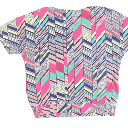Fun Collection Women's Multicoloured Geometric Short Sleeve Tunic Top Size S