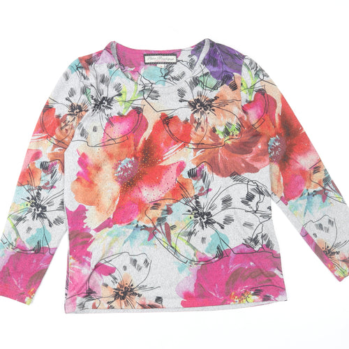 Paco Boutique Womens Multicoloured Floral Long Sleeve Top Size 10