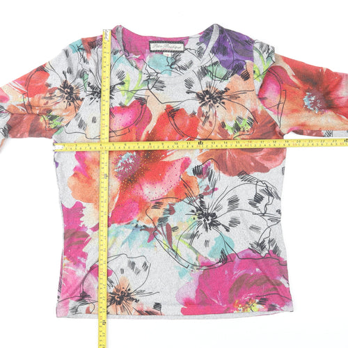 Paco Boutique Womens Multicoloured Floral Long Sleeve Top Size 10