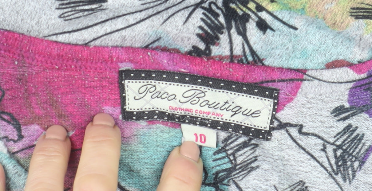 Paco Boutique Womens Multicoloured Floral Long Sleeve Top Size 10