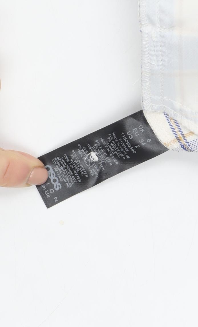 ASOS Women’s Multicoloured Check Chino Shorts Size 6 High Waist