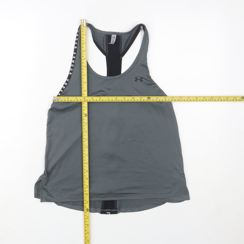 Under Armour Women Grey HeatGear Tank Top XS Loose Fit Gym Wear