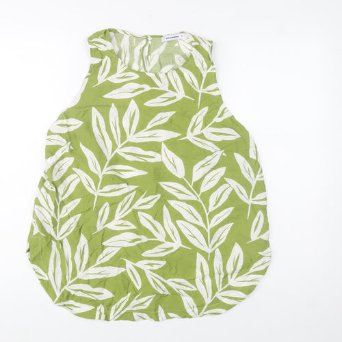 Woolworths Women’s Green Leaf Print Cotton Sleeveless Top Size 16