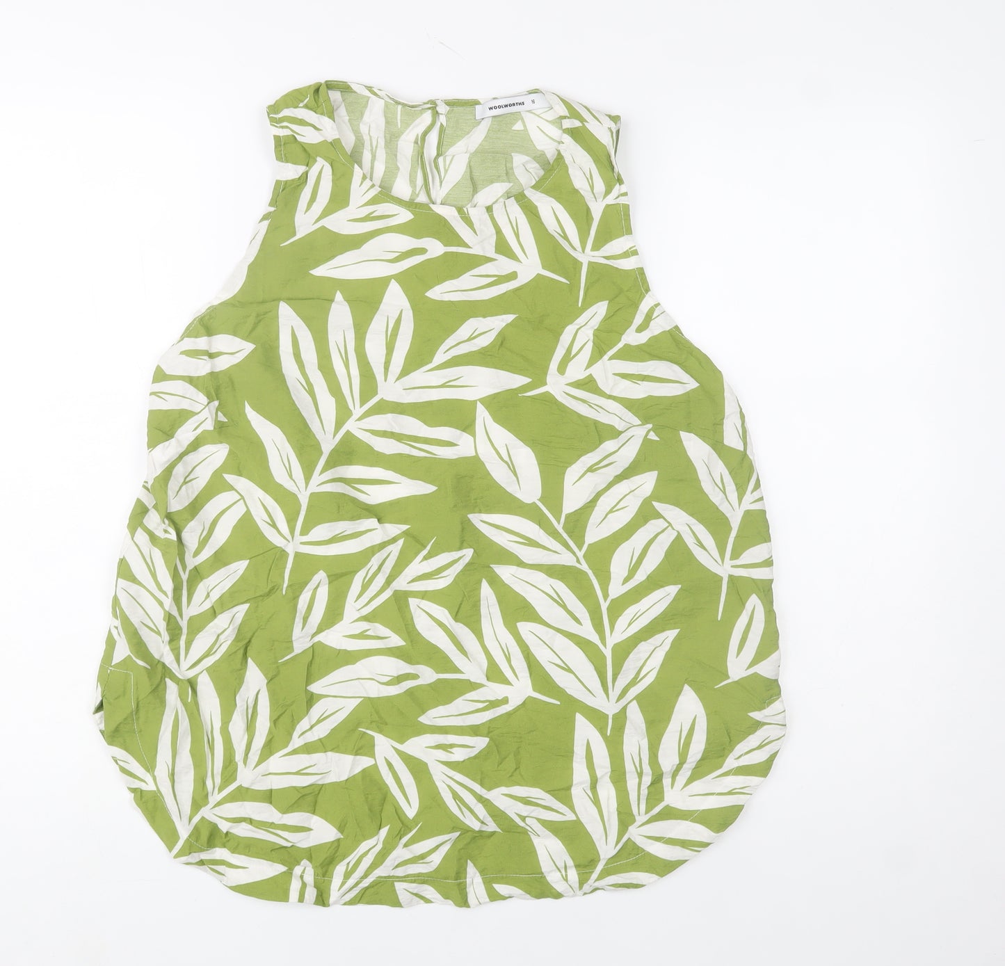 Woolworths Women’s Green Leaf Print Cotton Sleeveless Top Size 16