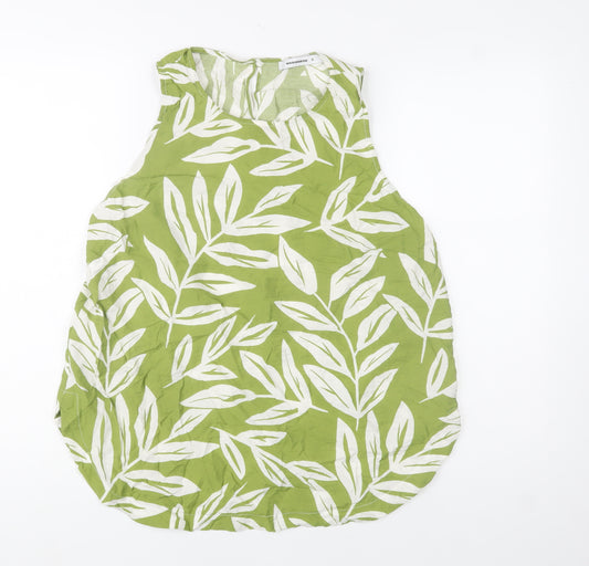 Woolworths Women’s Green Leaf Print Cotton Sleeveless Top Size 16