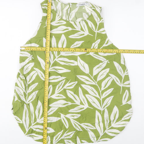 Woolworths Women’s Green Leaf Print Cotton Sleeveless Top Size 16