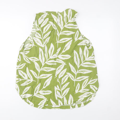 Woolworths Women’s Green Leaf Print Cotton Sleeveless Top Size 16