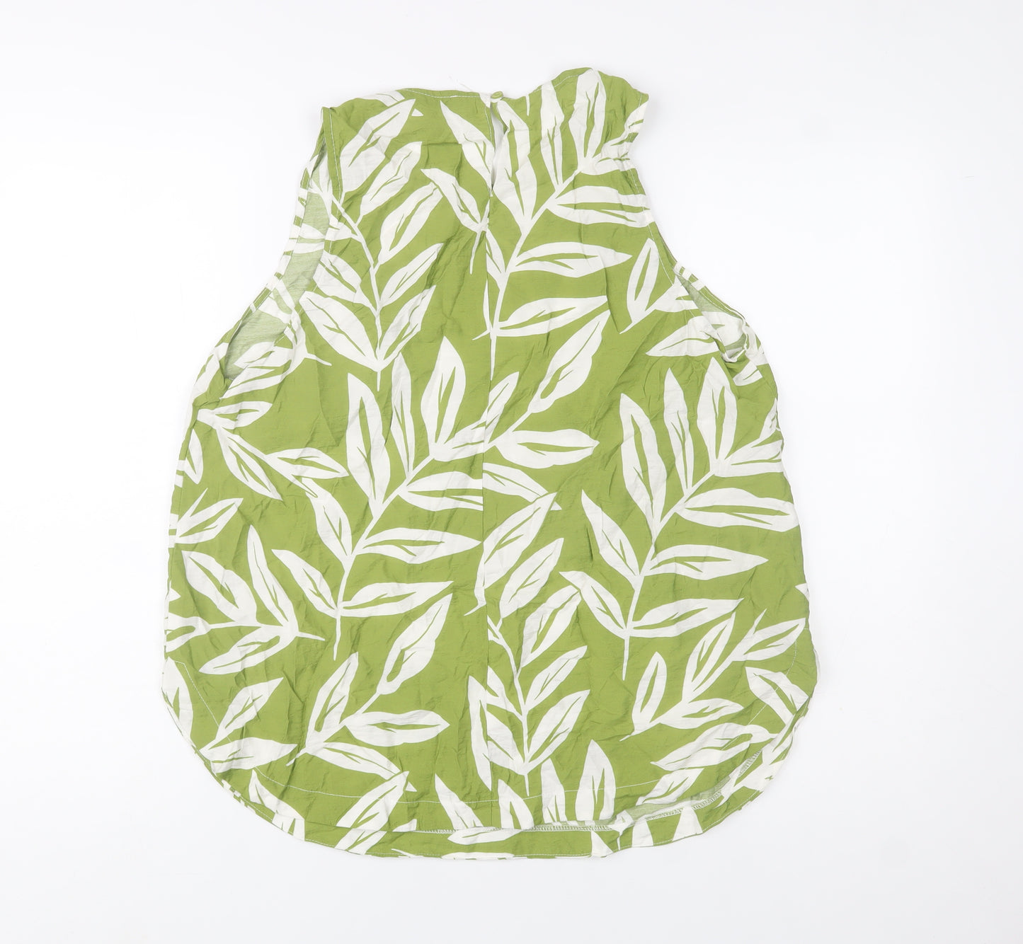 Woolworths Women’s Green Leaf Print Cotton Sleeveless Top Size 16