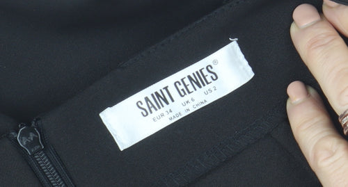 Saint Genies Womens Black Size 6 High Rise Stretch Pencil Skirt