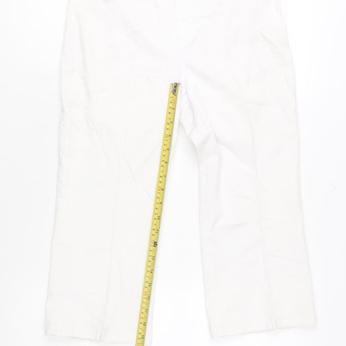 United Colors of Benetton Women White Size 10 Cropped Cotton Trousers