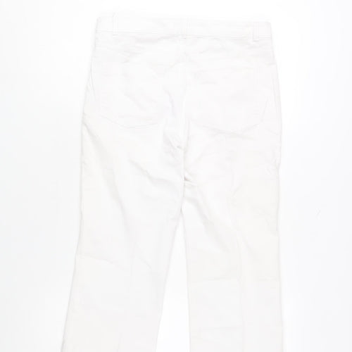 United Colors of Benetton Women White Size 10 Cropped Cotton Trousers