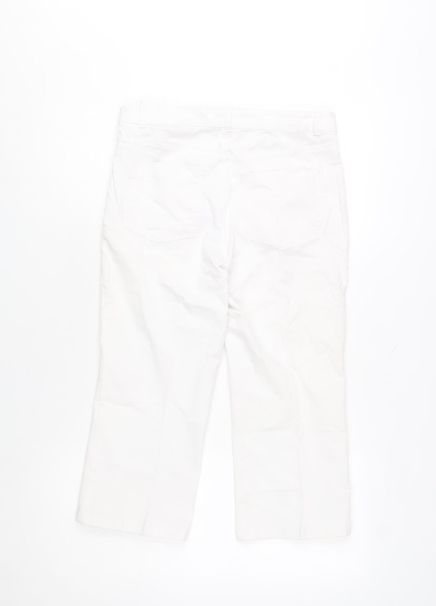 United Colors of Benetton Women White Size 10 Cropped Cotton Trousers