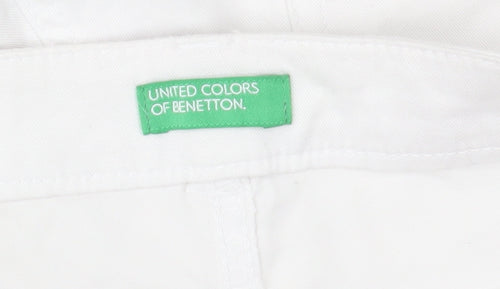 United Colors of Benetton Women White Size 10 Cropped Cotton Trousers