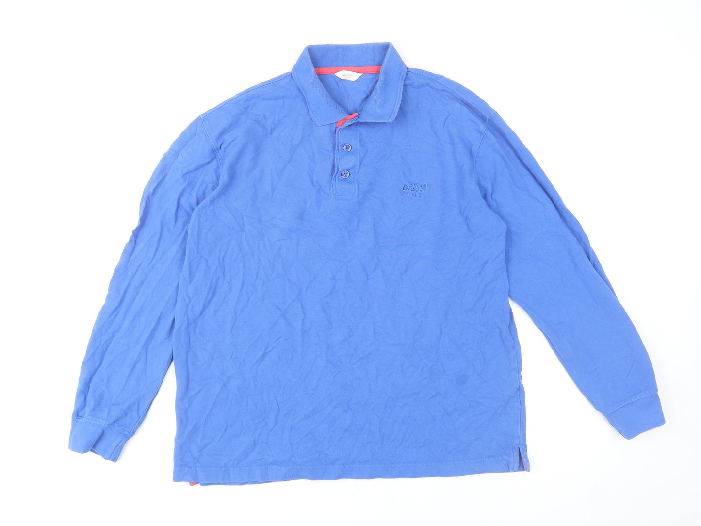 Cotton Traders Men's Blue Collared Long Sleeve Henley Sweatshirt M