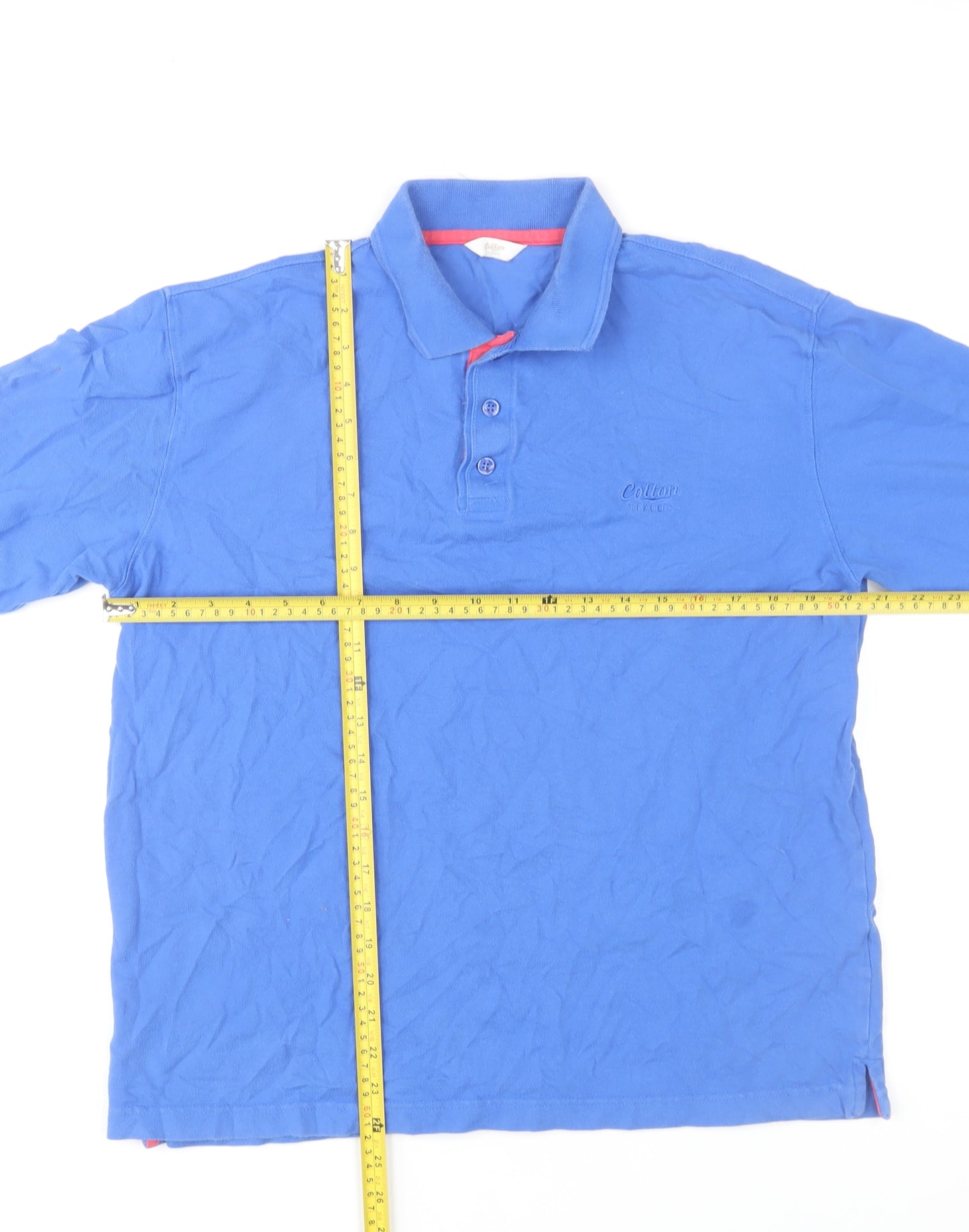 Cotton Traders Men's Blue Collared Long Sleeve Henley Sweatshirt M