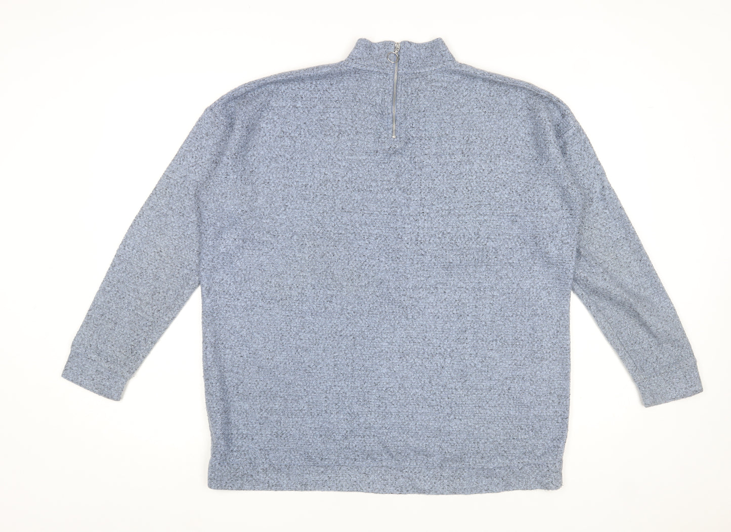 Next Women Blue 1/2 Zip Bouclé Pullover Sweatshirt Size 16