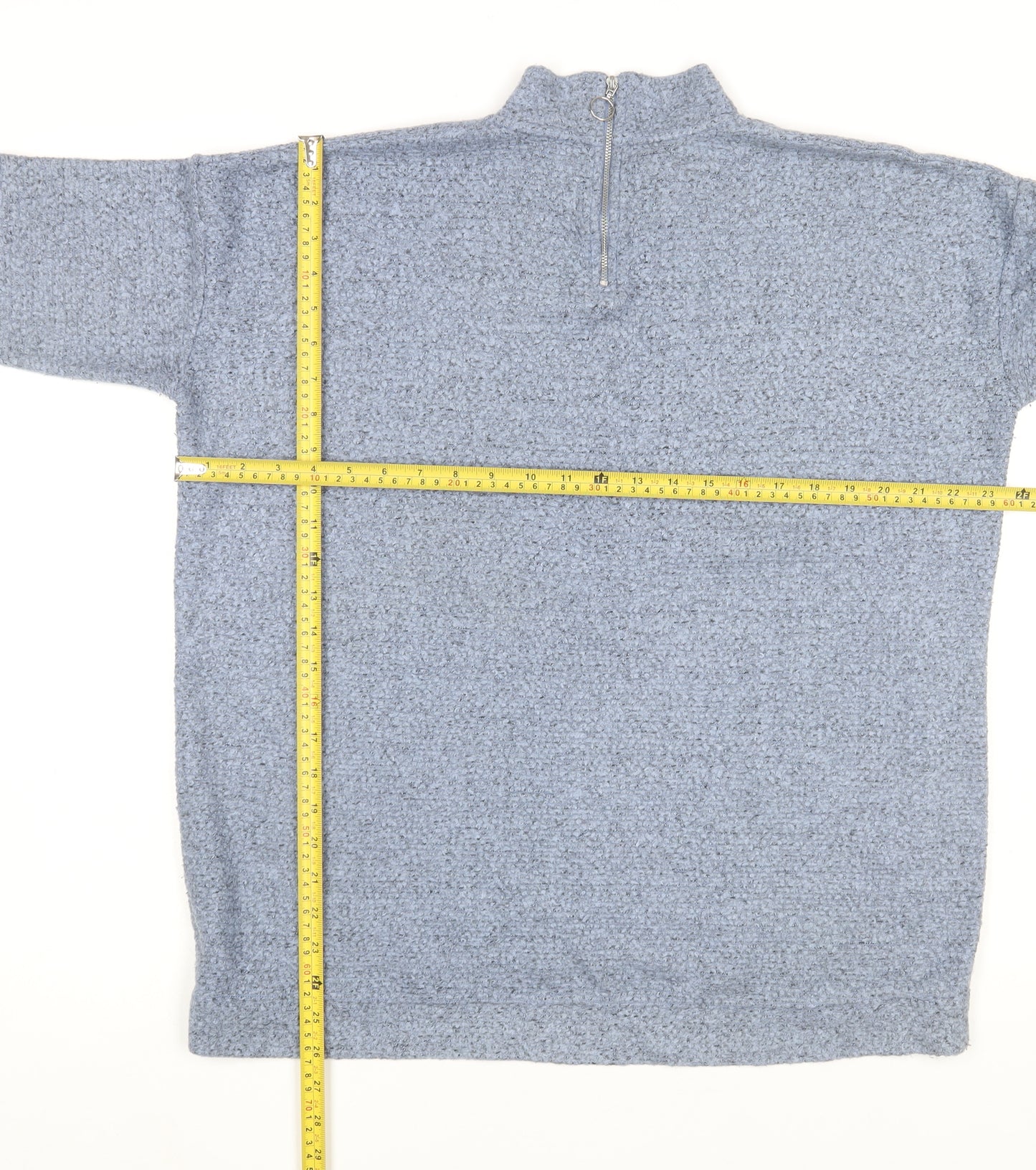 Next Women Blue 1/2 Zip Bouclé Pullover Sweatshirt Size 16