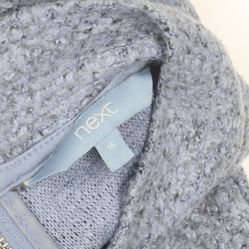Next Women Blue 1/2 Zip Bouclé Pullover Sweatshirt Size 16