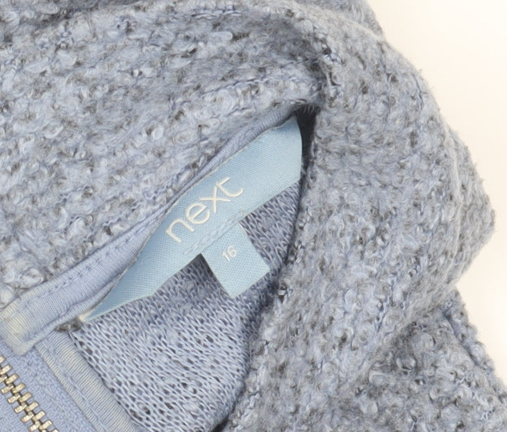 Next Women Blue 1/2 Zip Bouclé Pullover Sweatshirt Size 16