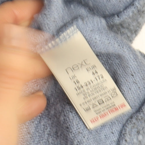 Next Women Blue 1/2 Zip Bouclé Pullover Sweatshirt Size 16