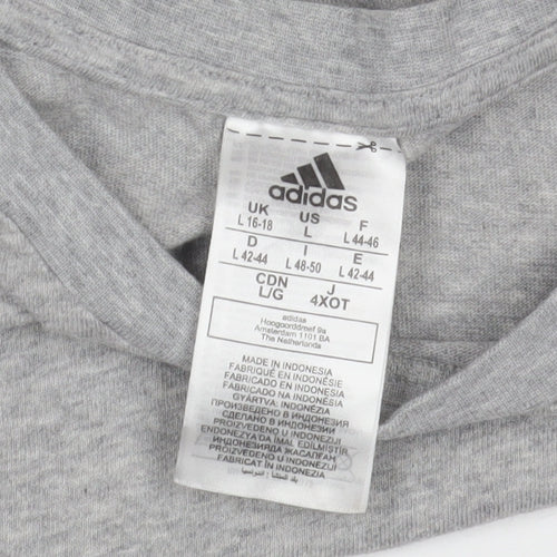 Adidas Mens Grey Long Sleeve Crew Neck Cotton Sports Top Size L