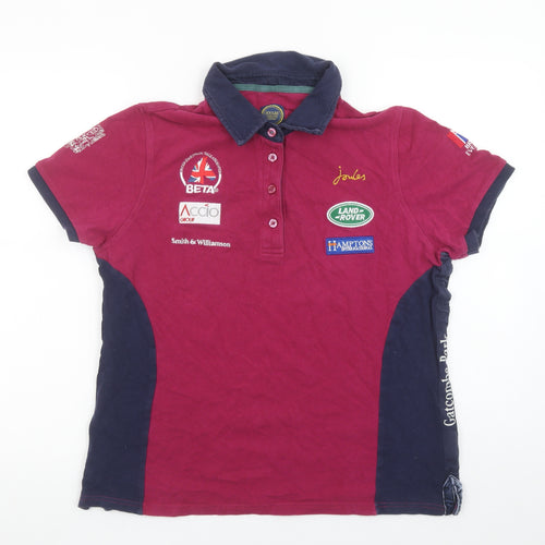 Joules Women’s Pink Polo Shirt Size 16 Short Sleeve Cotton Equestrian Top