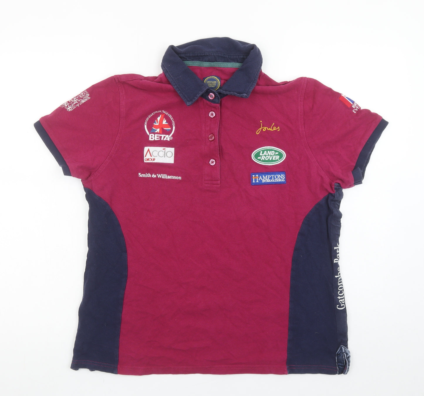 Joules Women’s Pink Polo Shirt Size 16 Short Sleeve Cotton Equestrian Top