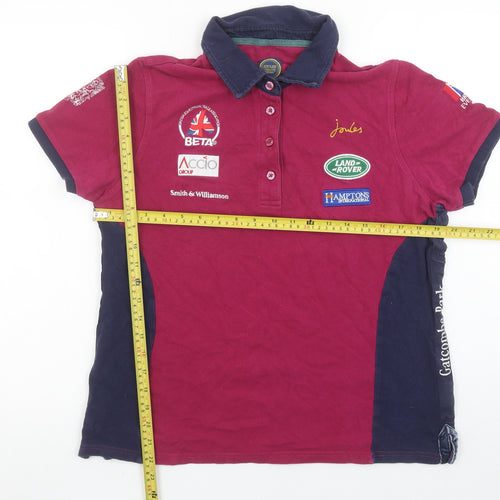 Joules Women’s Pink Polo Shirt Size 16 Short Sleeve Cotton Equestrian Top