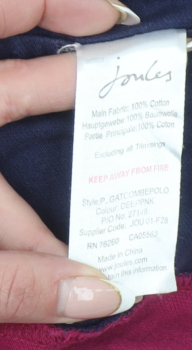 Joules Women’s Pink Polo Shirt Size 16 Short Sleeve Cotton Equestrian Top