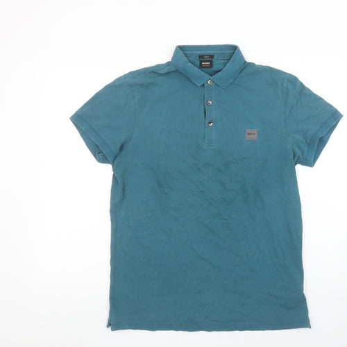 Hugo Boss Men's Blue Slim Fit Cotton Polo Shirt M