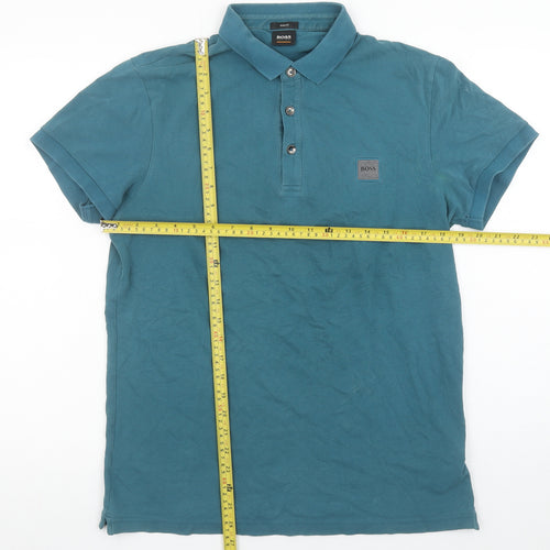 Hugo Boss Men's Blue Slim Fit Cotton Polo Shirt M