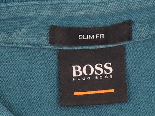 Hugo Boss Men's Blue Slim Fit Cotton Polo Shirt M