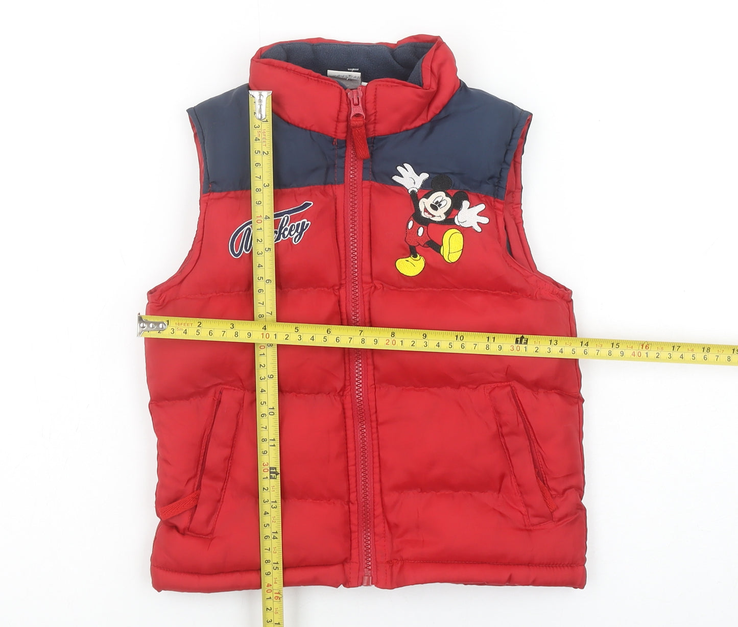 Disney Girls Red Mickey Mouse Padded Puffer Vest 4 Years