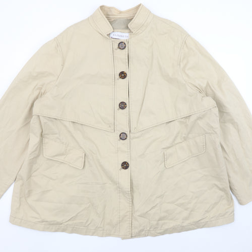 Elisabeth Womens Beige Cotton Blend Button Up Mid-Length Jacket XL