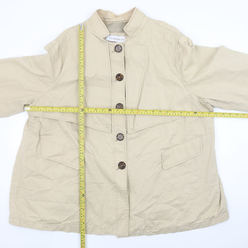 Elisabeth Womens Beige Cotton Blend Button Up Mid-Length Jacket XL