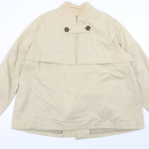 Elisabeth Womens Beige Cotton Blend Button Up Mid-Length Jacket XL