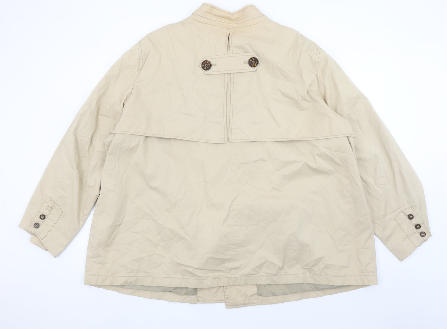 Elisabeth Womens Beige Cotton Blend Button Up Mid-Length Jacket XL