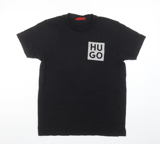 Hugo Boss Mens Black Logo Regular Fit Cotton T-Shirt M