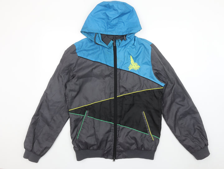 Henleys Men's Blue & Grey Hooded Full Zip Windbreaker Jacket Size M