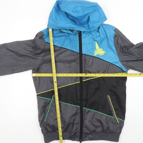 Henleys Men's Blue & Grey Hooded Full Zip Windbreaker Jacket Size M