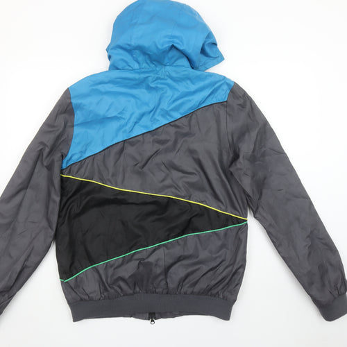 Henleys Men's Blue & Grey Hooded Full Zip Windbreaker Jacket Size M