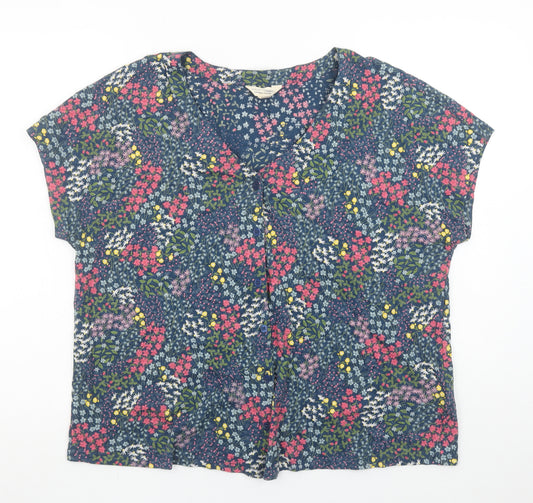 Seasalt Cornwall Women's Blue Floral Organic Cotton Blouse UK 16