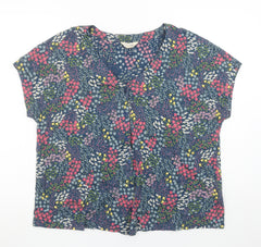Seasalt Cornwall Women's Blue Floral Organic Cotton Blouse UK 16